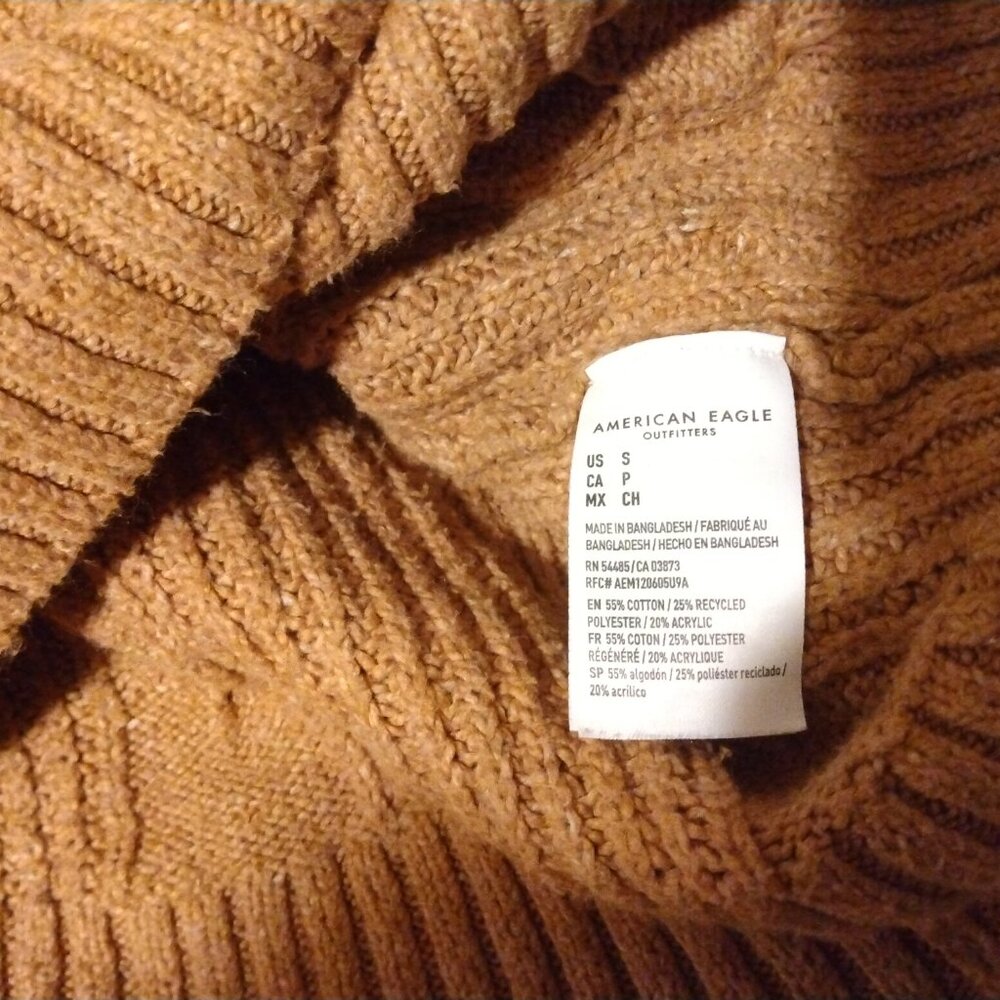 American Eagle Cable Knit Cardigan Brown S Cozycore Cottagecore Preppy Earthy - Picture 7 of 10